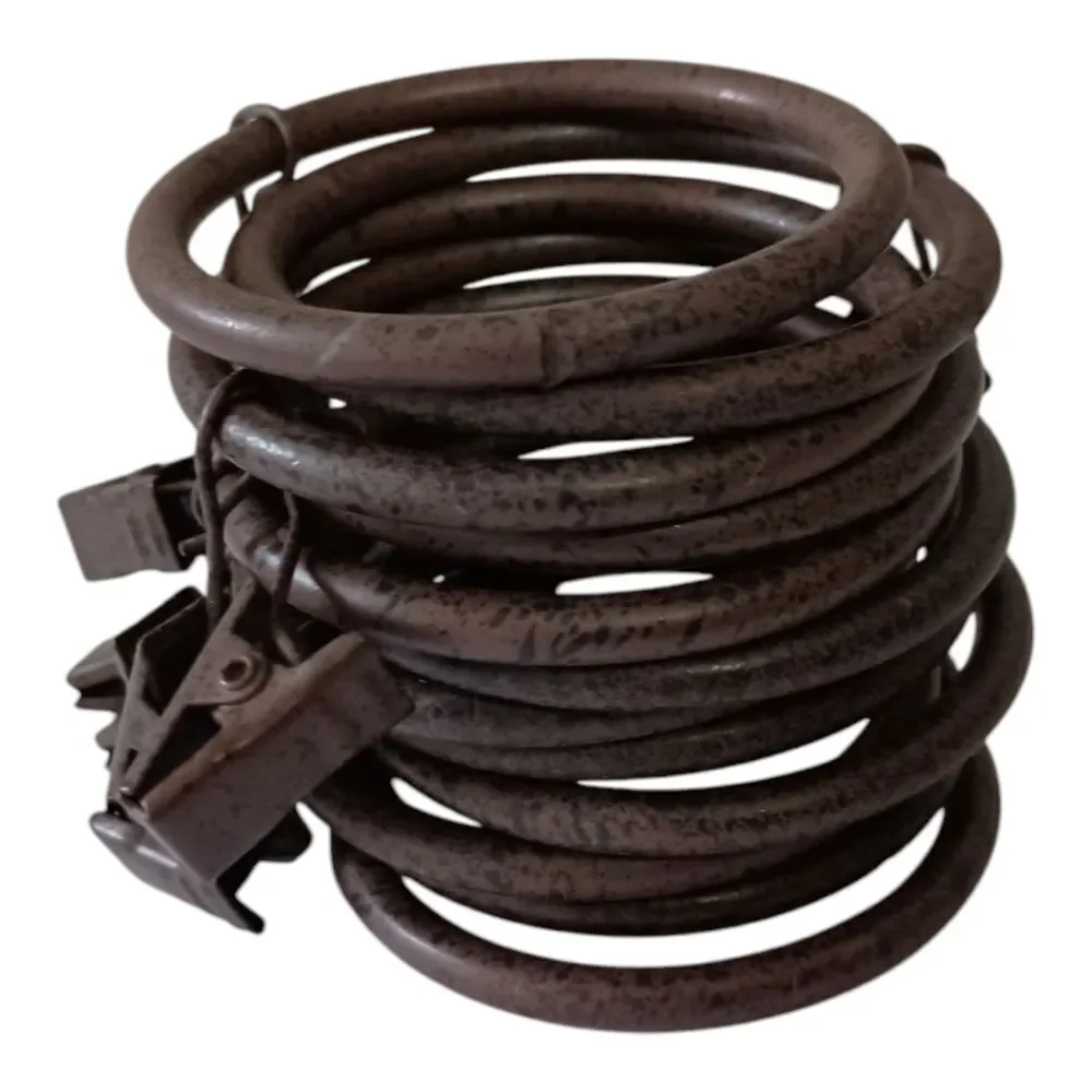 12 Metal Curtain Rings With Clips Dark Brown Bronze Farmhouse 2.25